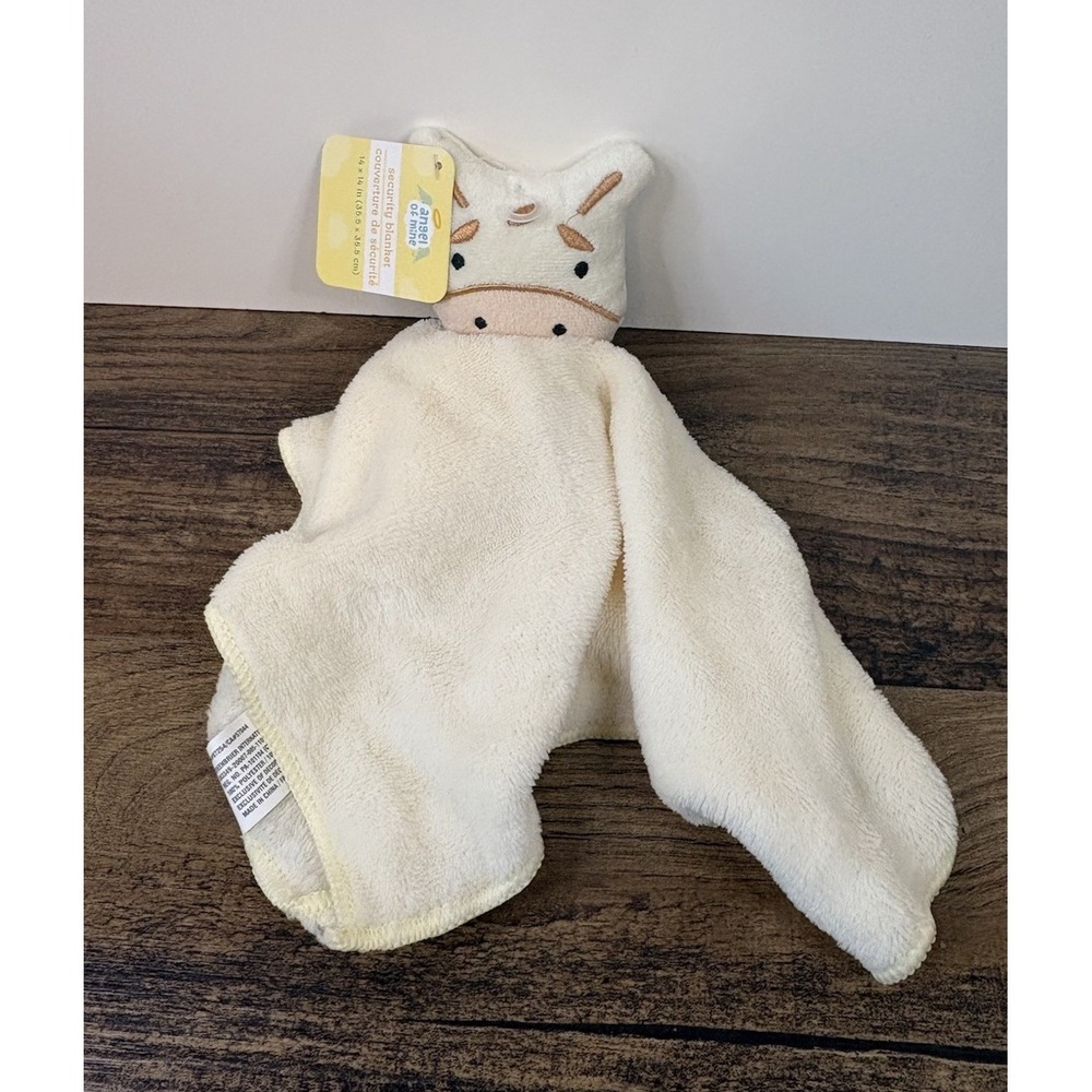 Angel Of Mine Cow Baby Lovey 13" Yellow Plush Security Blanket Tags